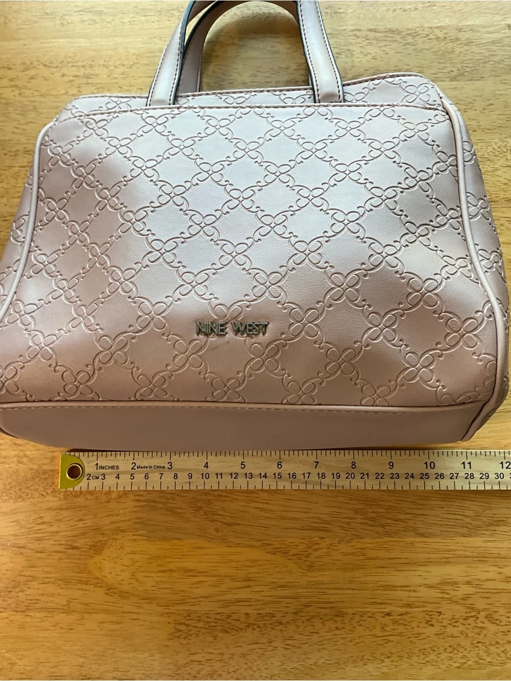 Nine West Dusty Rose Embossed Satchel Purse Faux Leather
